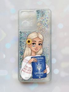 Чохол з плаваючими блискітками Xiaomi Redmi Note 12 4G Срібний :: Дівчина з паспортом (принт 13)