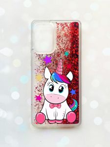 Чохол з плаваючими блискітками на Samsung Galaxy A52 (A525) Червоний :: Єдиноріг (принт 102)