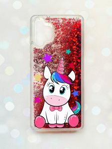 Чохол з плаваючими блискітками Samsung Galaxy A32 Червоний :: Єдиноріг (принт 102)