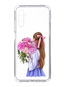 Прозорий чохол на Samsung Galaxy A34 5G/A346 :: Дівчина з півоніями (принт 11)