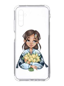 Прозорий чохол на Samsung Galaxy A34 5G/A346 :: Дівчина з тюльпанами (принт 22)