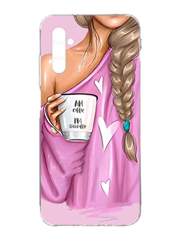 Прозорий чохол на Samsung Galaxy A34 5G/A346 :: Дівчина з кавою (принт 58)