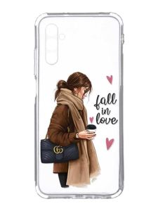 Прозорий чохол на Samsung Galaxy A34 5G/A346 :: Дівчина з кавою (принт 112)