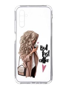 Прозорий чохол на Samsung Galaxy A34 5G/A346 :: Дівчина з кавою (принт 114)