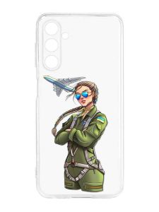 Прозорий силіконовий чохол на Samsung Galaxy M14 :: Дівчина-пілот (патріотичний принт 6)