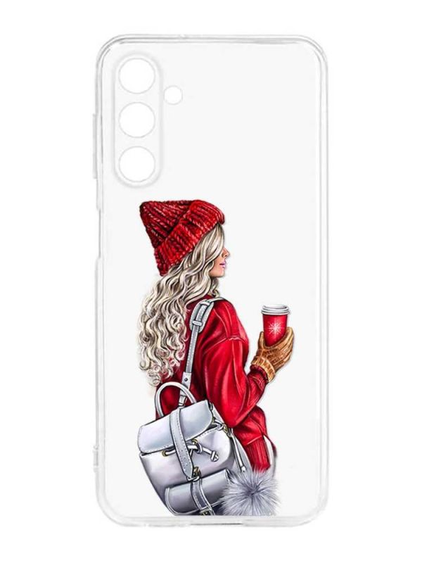 Прозорий силіконовий чохол на Samsung Galaxy M14 :: Дівчина з рюкзаком (принт 9)