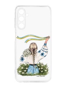 Прозорий силіконовий чохол на Samsung Galaxy M14 :: Дівчина зі стрічкою (принт 17)