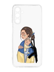 Прозорий силіконовий чохол на Samsung Galaxy M14 :: Мама-захисниця (патріотичний принт 20)
