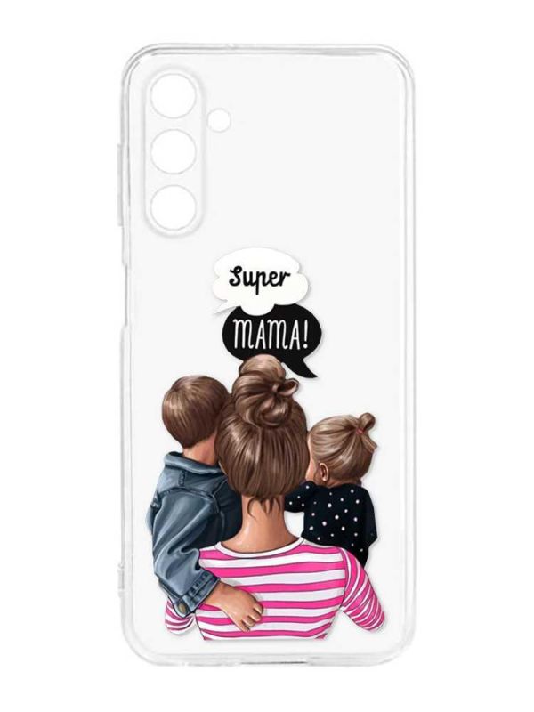 Прозорий силіконовий чохол на Samsung Galaxy M14 :: Супер Мама (принт 29)