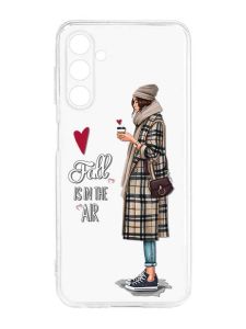 Прозорий силіконовий чохол на Samsung Galaxy M14 :: Дівчина з кавою (принт 59)