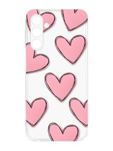 Прозорий силіконовий чохол на Samsung Galaxy M14 :: Сердечка рожеві (принт 78)