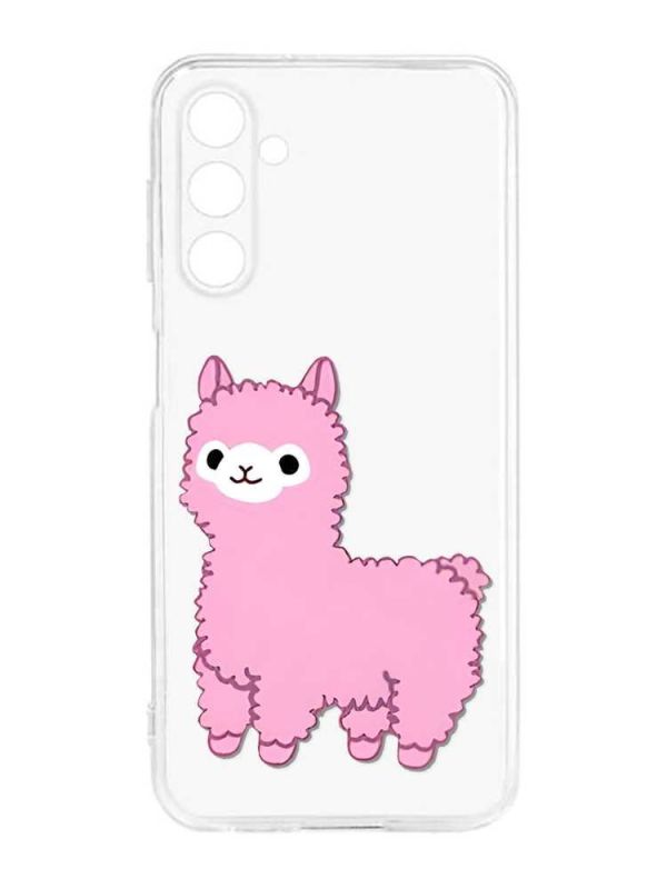 Прозорий силіконовий чохол на Samsung Galaxy M14 :: Лама рожева (принт 100)