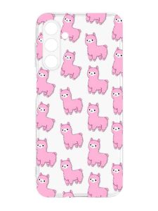 Прозорий силіконовий чохол на Samsung Galaxy M14 :: Лами рожеві (принт 101)