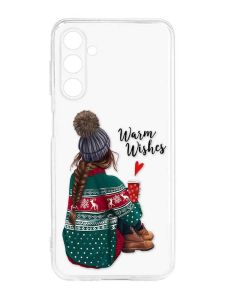 Прозорий силіконовий чохол на Samsung Galaxy M14 :: Дівчина з кавою (принт 136)