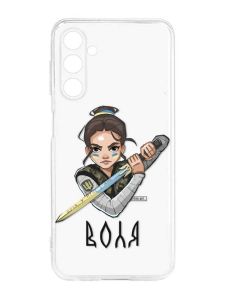 Прозорий силіконовий чохол на Samsung Galaxy M14 :: Українська захисниця (патріотичний принт 169)