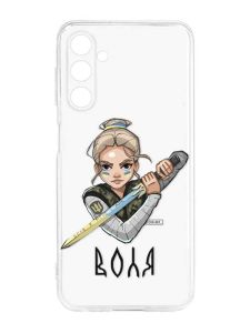 Прозорий силіконовий чохол на Samsung Galaxy M14 :: Українська захисниця (патріотичний принт 170)