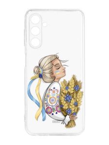 Прозорий силіконовий чохол на Samsung Galaxy M14 :: Українка з колосками (патріотичний принт 173)