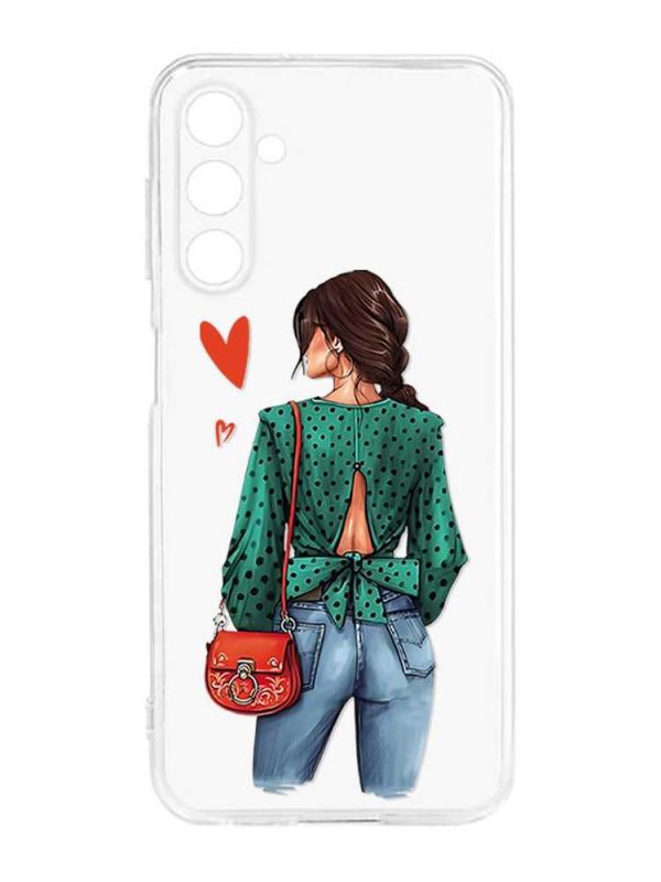 Прозорий силіконовий чохол на Samsung Galaxy M14 :: Дівчина в зеленому (принт 224)