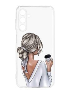 Прозорий силіконовий чохол на Samsung Galaxy M14 :: Дівчина з латте (принт 227)