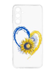 Прозорий силіконовий чохол на Samsung Galaxy M14 :: Серце з соняхом. Україна (принт 260)