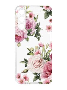 Прозорий силіконовий чохол на Samsung Galaxy M14 :: Рожеві квіти (принт 287)