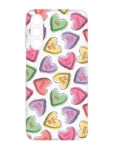 Прозорий силіконовий чохол на Samsung Galaxy M14 :: Сердечка з текстом (принт 333)