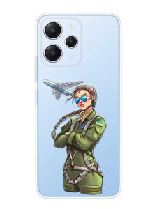 Прозорий чохол на Xiaomi Redmi 12 :: Дівчина-пілот (патріотичний принт 6)