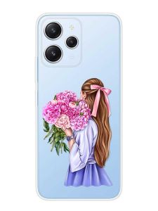 Прозорий чохол на Xiaomi Redmi 12 :: Дівчина з півоніями (принт 11)