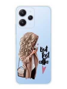 Прозорий чохол на Xiaomi Redmi 12 :: Дівчина з кавою (принт 114)