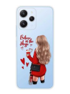 Прозорий чохол на Xiaomi Redmi 12 :: Дівчина з кавою (принт 137)