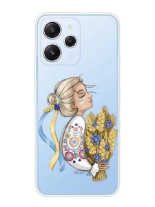 Прозорий чохол на Xiaomi Redmi 12 :: Українка з колосками (патріотичний принт 173)
