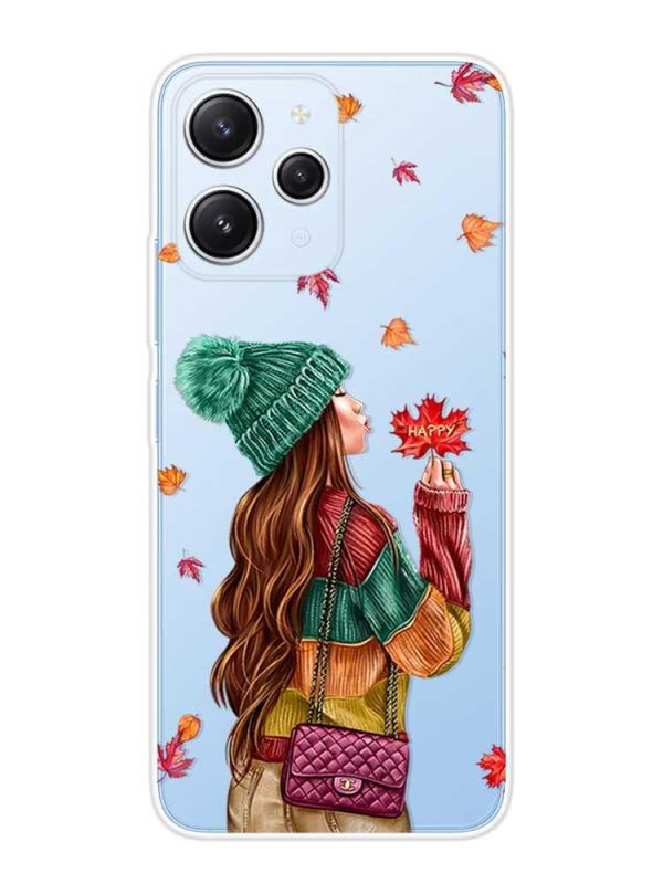 Прозорий чохол на Xiaomi Redmi 12 :: Дівчина з листям (принт 221)