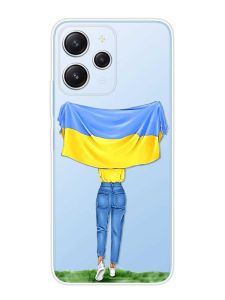 Прозорий чохол на Xiaomi Redmi 12 :: Дівчина з прапором (принт 263)