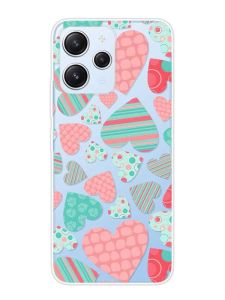 Прозорий чохол на Xiaomi Redmi 12 :: Різнокольорові сердечка (принт 334)