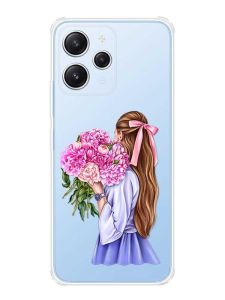 Чохол з потовщеними кутами на Xiaomi Redmi 12 :: Дівчина з півоніями (принт 11)