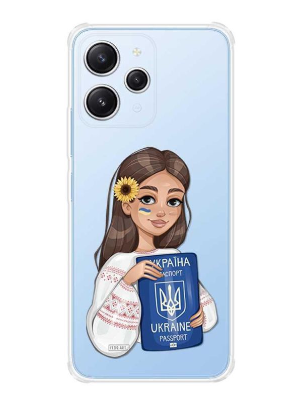 Чохол з потовщеними кутами на Xiaomi Redmi 12 :: Дівчина з паспортом (принт 12)
