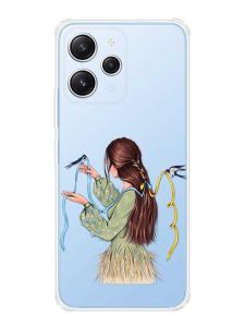 Чохол з потовщеними кутами на Xiaomi Redmi 12 :: Дівчина з ластівками (принт 16)