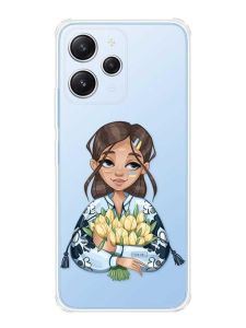 Чохол з потовщеними кутами на Xiaomi Redmi 12 :: Дівчина з тюльпанами (принт 22)