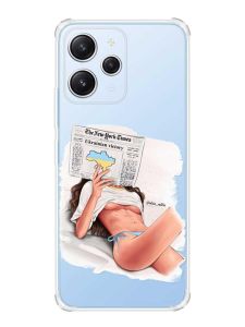 Чохол з потовщеними кутами на Xiaomi Redmi 12 :: Дівчина з газетою (принт 31)