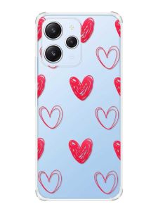 Чохол з потовщеними кутами на Xiaomi Redmi 12 :: Сердечка червоні (принт 77)