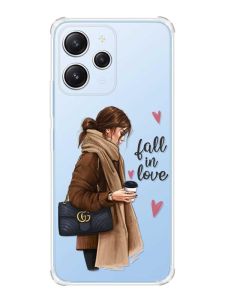 Чохол з потовщеними кутами на Xiaomi Redmi 12 :: Дівчина з кавою (принт 112)