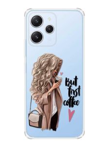 Чохол з потовщеними кутами на Xiaomi Redmi 12 :: Дівчина з кавою (принт 114)