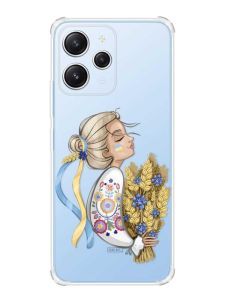 Чохол з потовщеними кутами на Xiaomi Redmi 12 :: Українка з колосками (патріотичний принт 173)