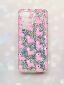 Чохол з плаваючими блискітками на Xiaomi Redmi Note 11 Срібний :: Лами рожеві (принт 101)