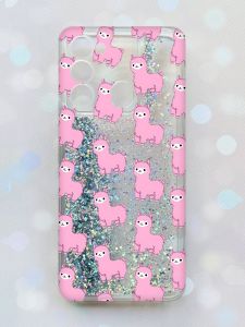 Чохол з плаваючими блискітками на TECNO Spark Go 2022 Срібний :: Лами рожеві (принт 101)