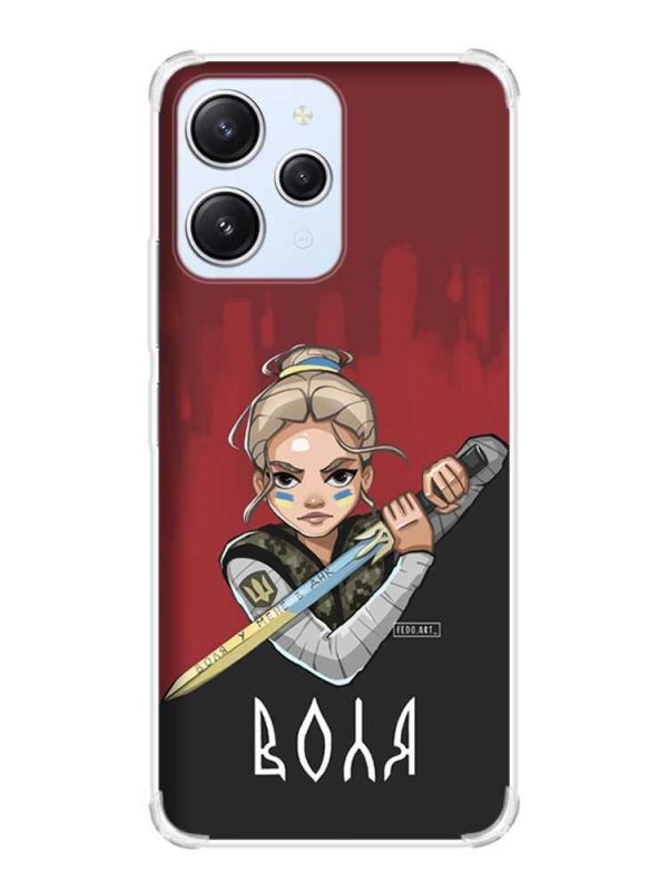 Чохол з потовщеними кутами на Xiaomi Redmi 12 :: Українська захисниця (патріотичний принт 171)