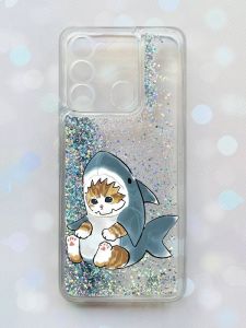 Чохол з плаваючими блискітками на TECNO Spark Go 2022 Срібний :: Кошеня (принт 120)