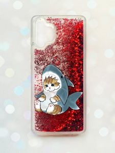 Чохол з плаваючими блискітками Samsung Galaxy A32 Червоний :: Кошеня (принт 120)