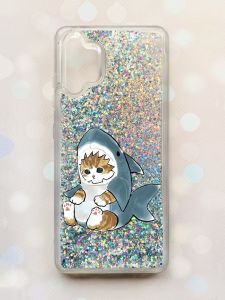 Чохол з плаваючими блискітками Samsung Galaxy A32 Срібний :: Кошеня (принт 120)