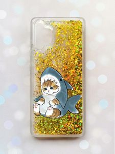 Чохол з плаваючими блискітками Samsung Galaxy A32 Золотий :: Кошеня (принт 120)